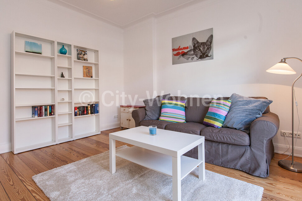 furnished apartement for rent in Hamburg Hoheluft/Heckscherstraße.  living room
