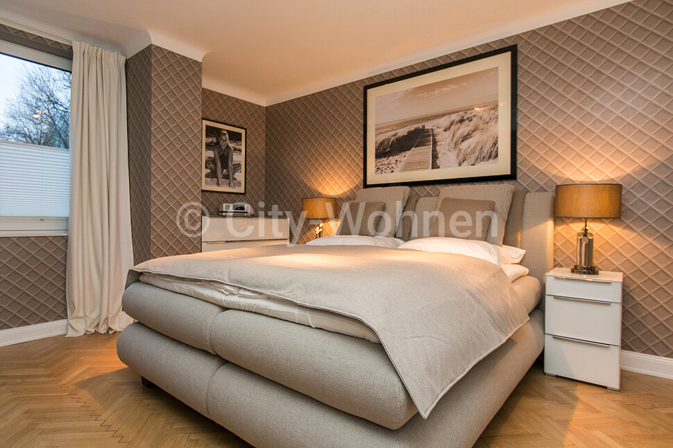 moeblierte Wohnung mieten in Hamburg Pöseldorf/Böhmersweg. Schlafzimmer