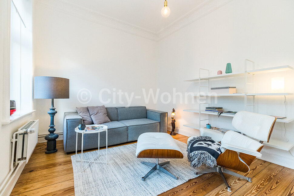 Alquilar apartamento amueblado en Hamburgo Hoheluft/Roonstraße.  salón