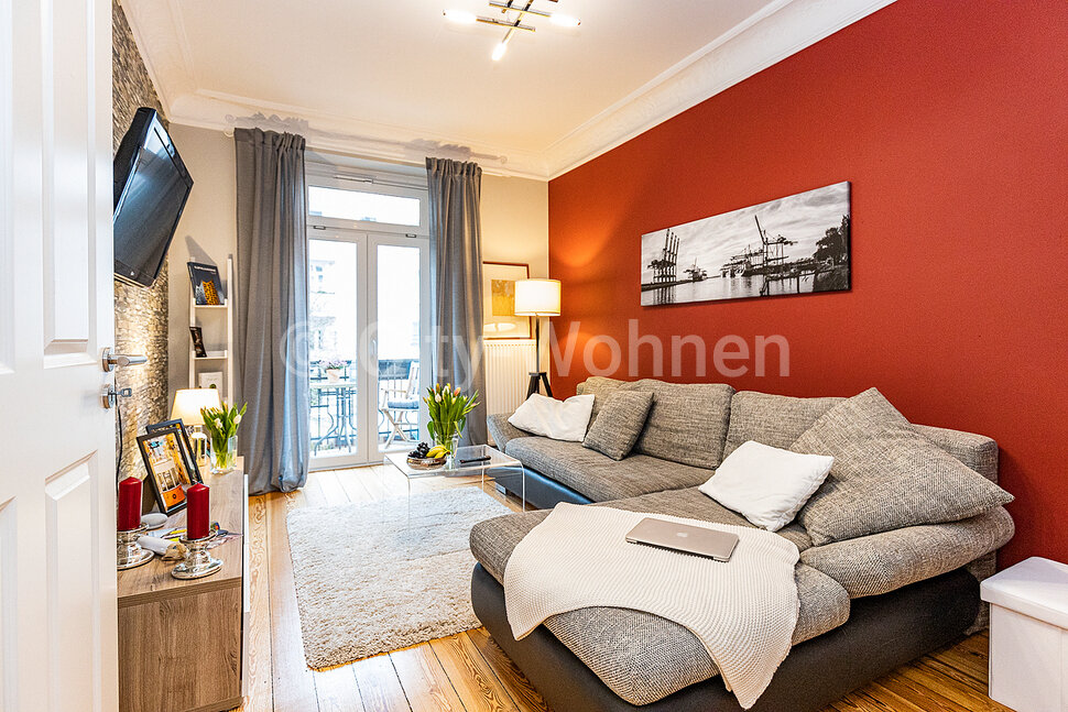 Alquilar apartamento amueblado en Hamburgo Eppendorf/Hegestraße.  salón