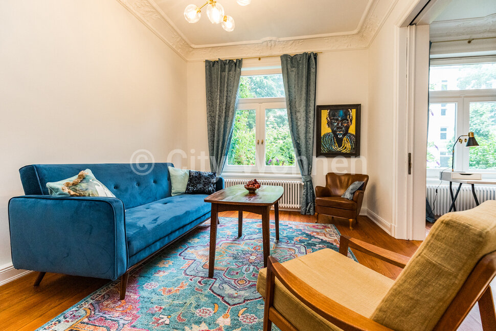 Alquilar apartamento amueblado en Hamburgo Ottensen/Arnoldstraße.  salón
