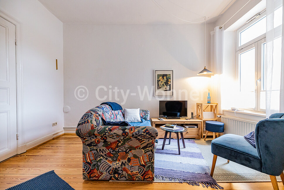 furnished apartement for rent in Hamburg Eimsbüttel/Hellkamp.  living room