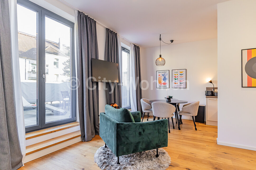 moeblierte Wohnung mieten in Hamburg Winterhude/Schenkendorfstraße.