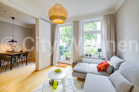moeblierte Wohnung mieten in Hamburg Sternschanze/Margaretenstraße. Wohnzimmer